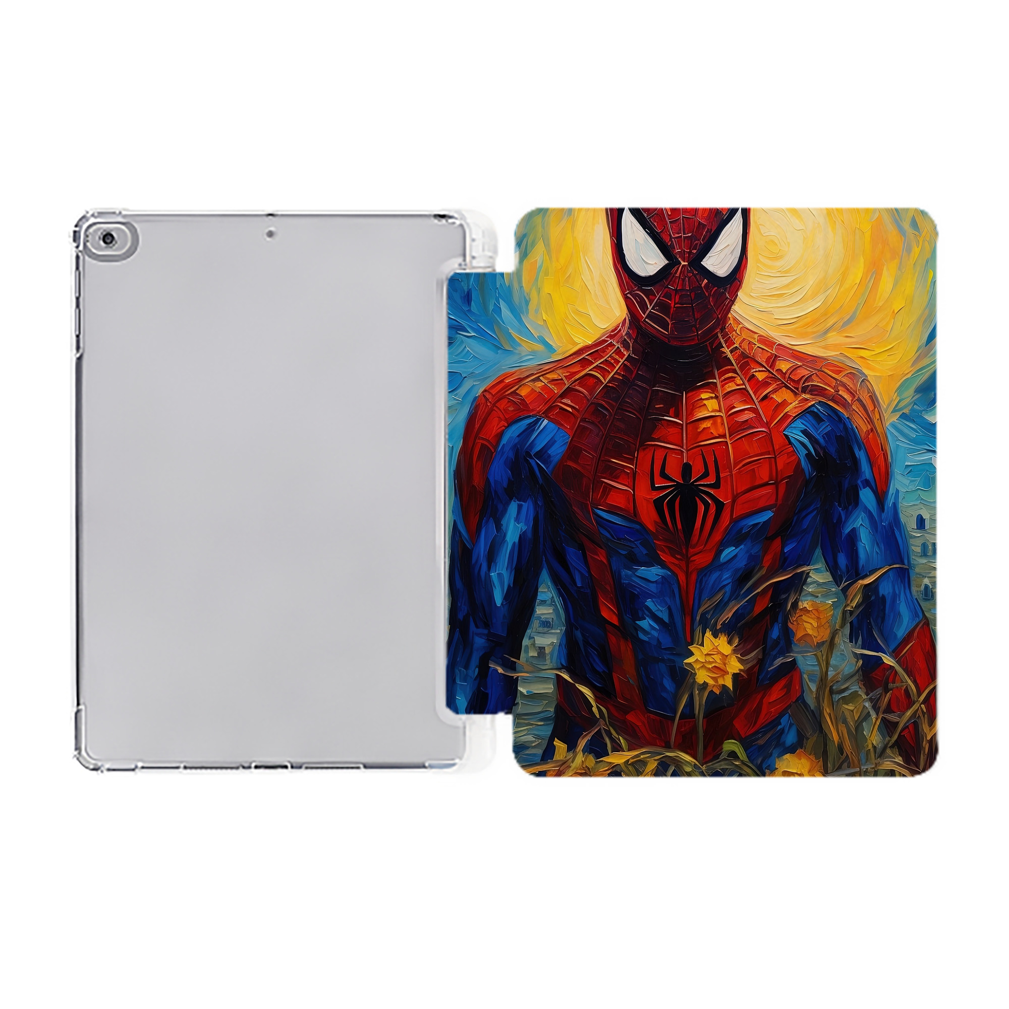 （画像用） Spider Man スパイダーマン IPad ケース ペン収納付き 三つ折りスタンド PUレザー×シリコン 対応機種9.5/10.5/10.9インチ
